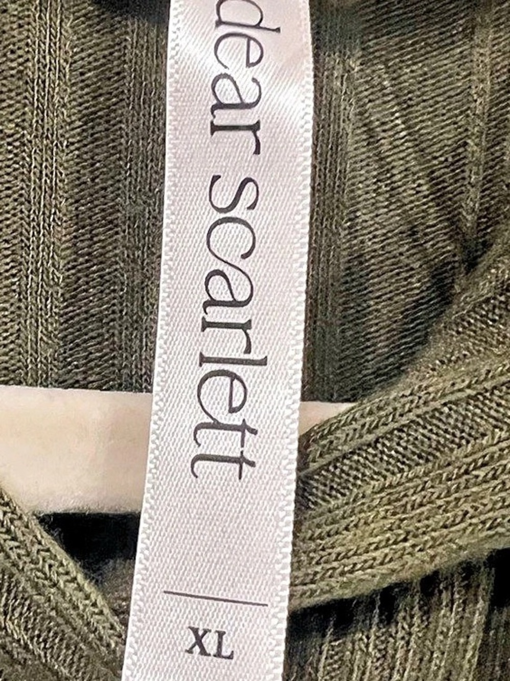 Dear Scarlett Knit Ribbed Hooded Top in Green XL Like New - Picture 3 of 4